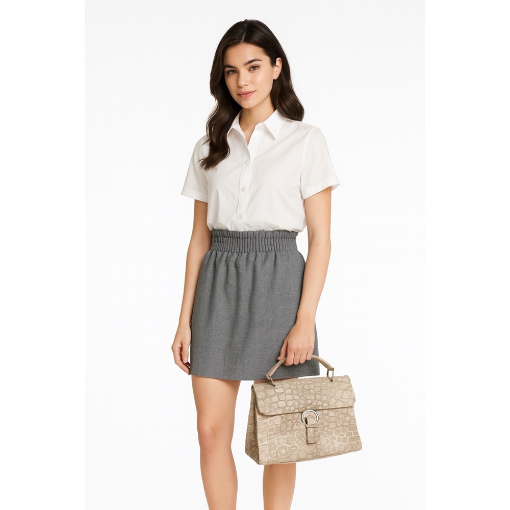 J. Crew Sidewalk Skirt Gray Wool Blend Elastic Waist Pockets Lined, Size 2